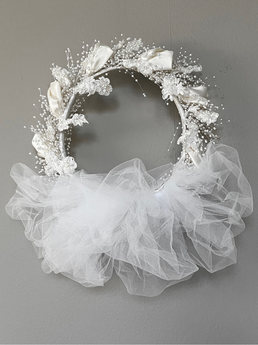 Vintage Floral Silk Rosebud Wreath Crown Bridal Headpiece Handmade